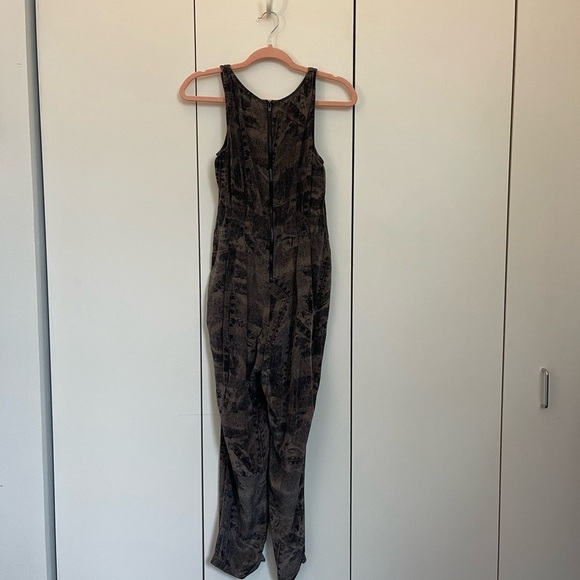 Vena Cava Silk Black and Brown Jumpsuit Denim Like Pattern - Picture 6 of 9